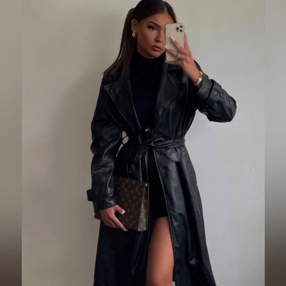 Nine West Jackets & Blazers - Black maxi leather coat